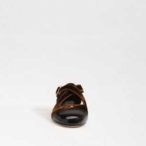NEW SAM EDELMAN women's roxie rounded toe mary jane ballet flats in spiced camel